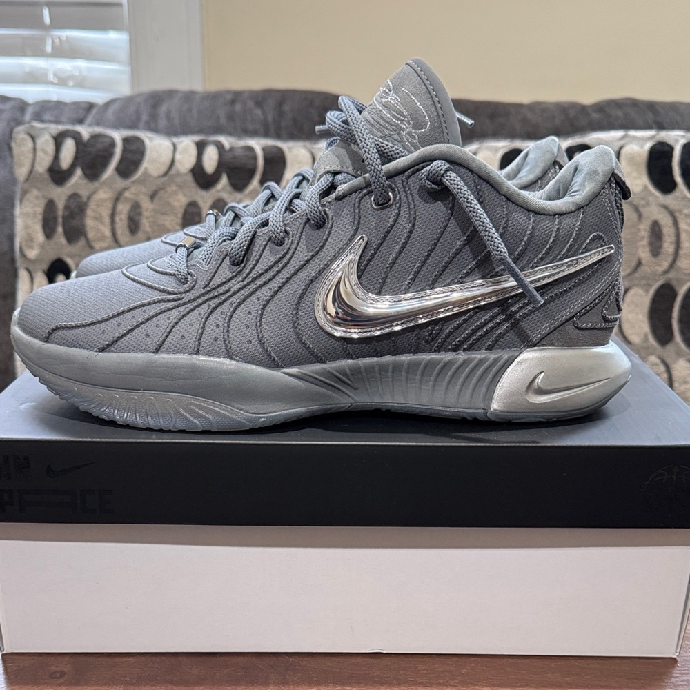 Nike LeBron 21 Grey Sneakers with Metallic Silver Swoosh Sz 11